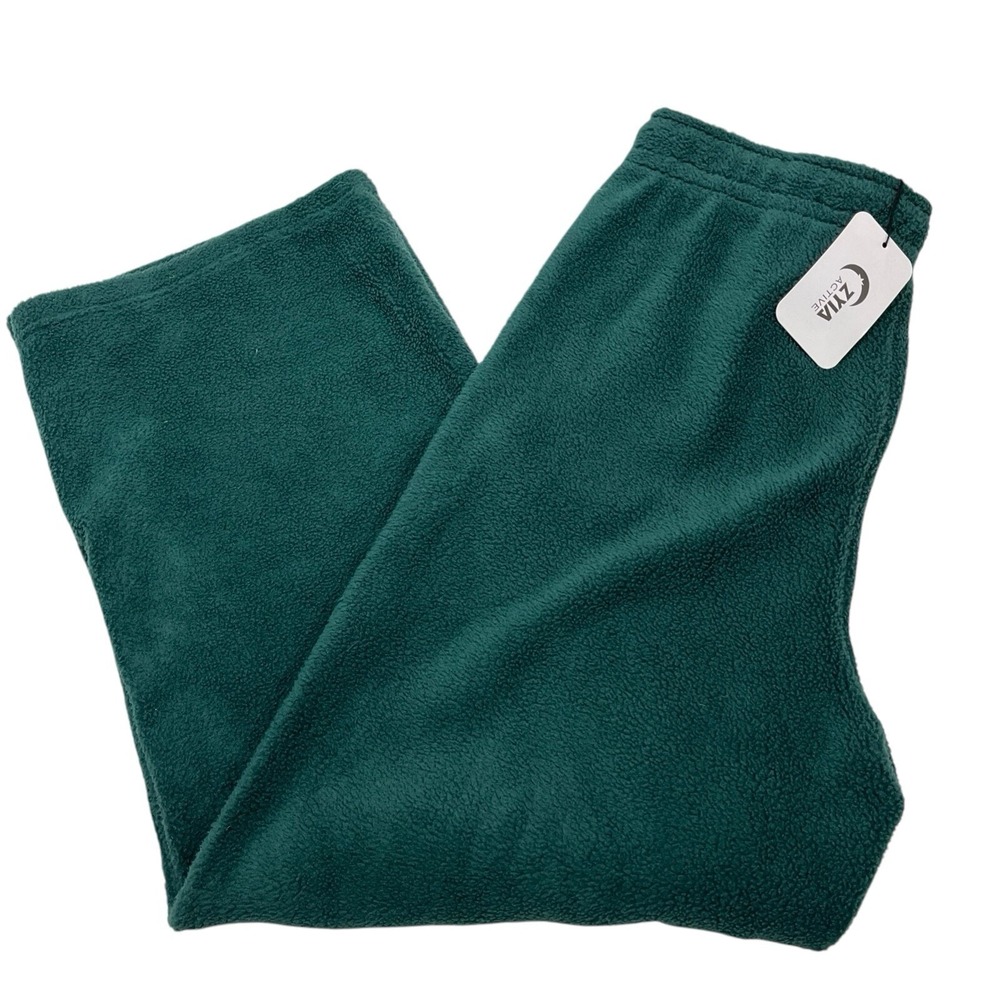 Zyia Active Pants Womens XXL Pine Green Telluride Fleece Pull On Wide Leg Lounge